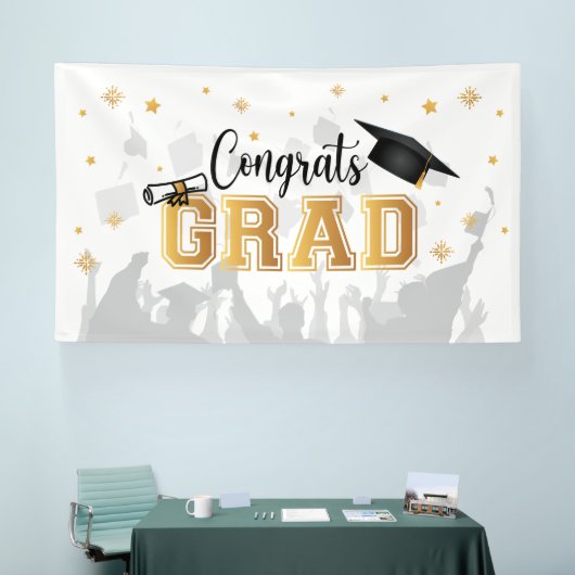 Congrats GRAD banner backdrop graduation 横断幕 (トレードショー)