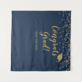 Congrats grad blue and gold Backdrop banner タペストリー (正面(横))