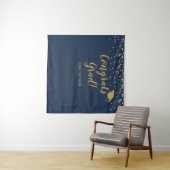 Congrats grad blue and gold Backdrop banner タペストリー (インサイチュ(横))