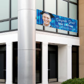 Congrats Grad Blue Lines Pattern Men Custom Photo 横断幕 (ビルの外側)