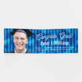 Congrats Grad Blue Lines Pattern Men Custom Photo 横断幕 (横)