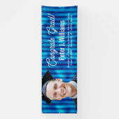 Congrats Grad Blue Lines Pattern Men Custom Photo 横断幕 (縦)