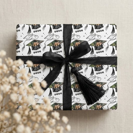 Congrats Grad Cap Photo Personalized Class of 2026 ラッピングペーパー