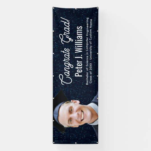 Congrats Grad Computer Binary Language Background 横断幕 (縦)