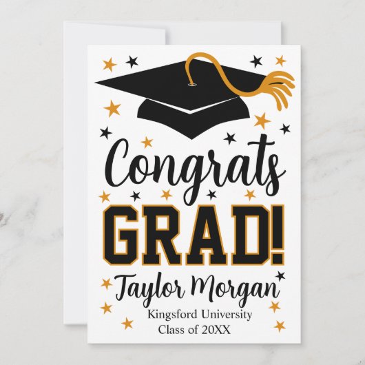 Congrats Grad Custom Name Graduation 招待状 (正面)