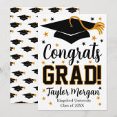Congrats Grad Custom Name Graduation 招待状 (正面/裏面)