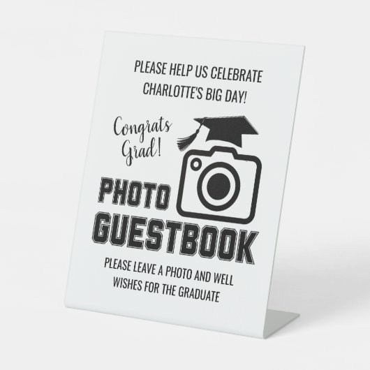 Congrats Grad Graduation Photo Guest Book 台座サイン (正面)