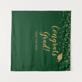 Congrats grad green and gold Backdrop banner タペストリー (正面(横))