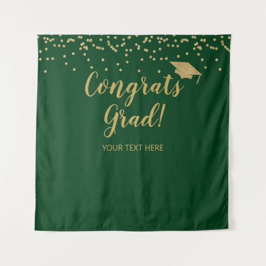 Congrats grad green and gold Backdrop banner タペストリー (正面)