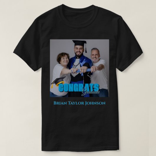 Congrats Grad Modern Simple Script Custom T-Shirt Tシャツ (デザイン正面)