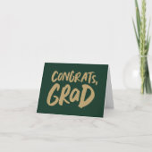 Congrats grad simple green gold graduation カード (正面)