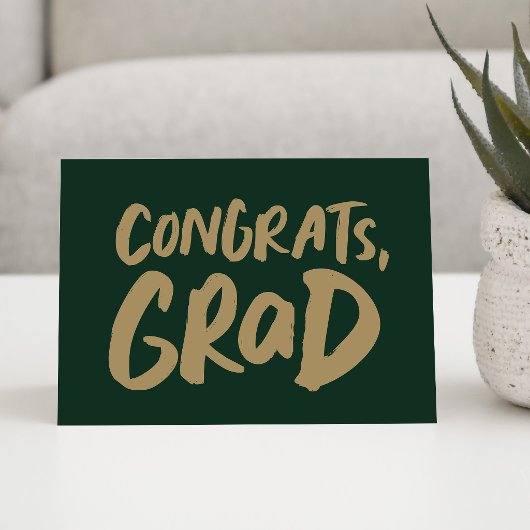 Congrats grad simple green gold graduation カード