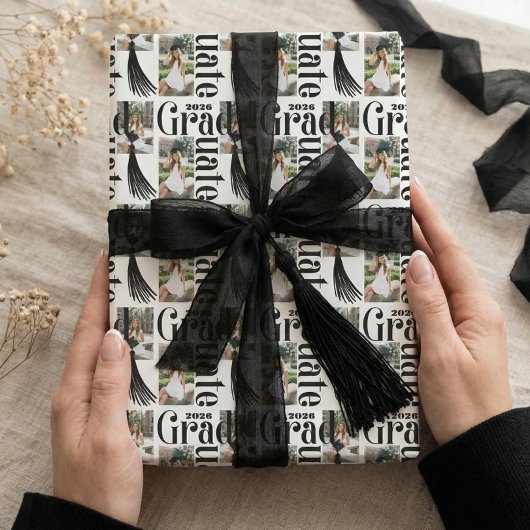 Congrats Grad tassel Photo Collage Class of 2026 ラッピングペーパー