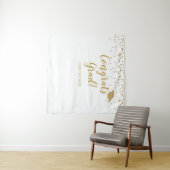 Congrats grad white and gold Backdrop banner タペストリー (インサイチュ(横))