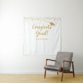 Congrats grad white and gold Backdrop banner タペストリー (インサイチュ)