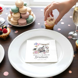 Congrats Graduate Books and Bubbly Design Napkins スタンダードカクテルナプキン