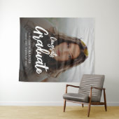 Congrats Graduate Brush Script Photo Graduation  タペストリー (インサイチュ(横))