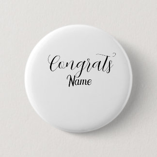 Congrats graduate name simple minimal year class 缶バッジ
