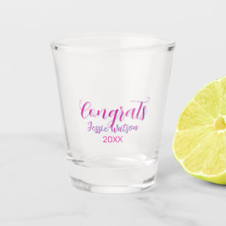 Congrats graduate pink purple name year 20XX date  ショットグラス