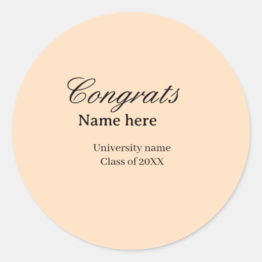 Congrats graduate university name class of 20XX na ラウンドシール (正面)