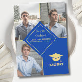 Congrats Graduated Collage 3 Photos Blue 案内状