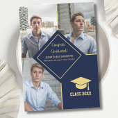 Congrats Graduated Collage 3 Photos for Him Navy 案内状