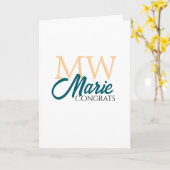 Congrats graduation monogram orange blue 20XX year カード (黄色い花)