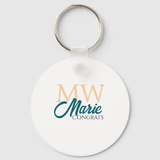 Congrats graduation monogram orange blue 20XX year キーホルダー