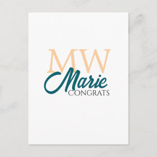 Congrats graduation monogram orange blue 20XX year ポストカード
