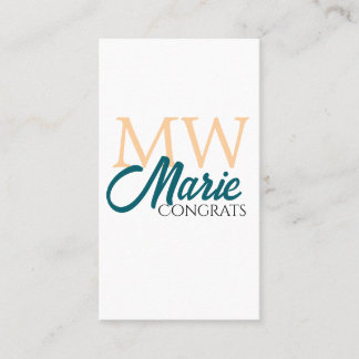 Congrats graduation monogram orange blue 20XX year 名刺