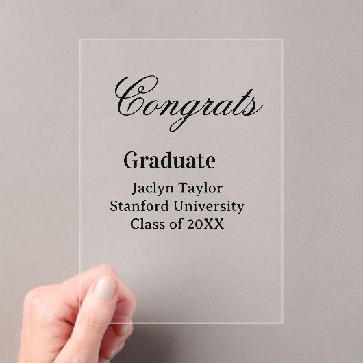 Congrats graduation name university name class of  アクリル招待状 (インサイチュ (ポータブル))