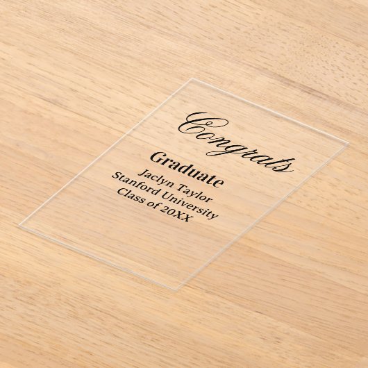 Congrats graduation name university name class of  アクリル招待状 (レイダウン)