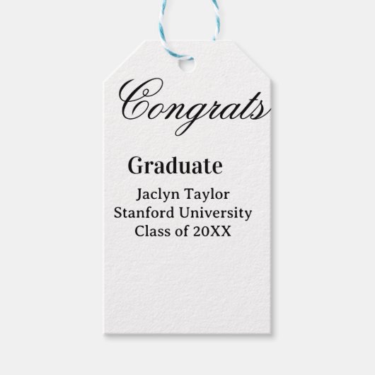 Congrats graduation name university name class of  ギフトタグ (正面)