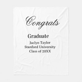 Congrats graduation name university name class of  フリースブランケット