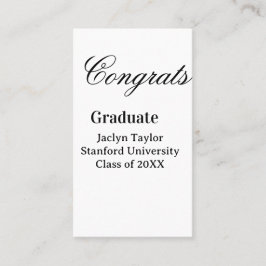 Congrats graduation name university name class of  名刺