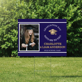 Congrats Modern  Gold Custom Photo Grad Sign アウトドアサイン