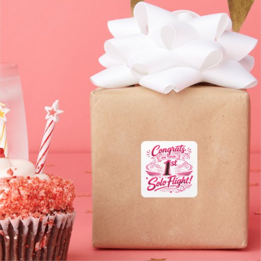 Congrats on your 1st Solo Flight スクエアシール (パーティー)