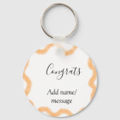 Congrats orange spiral Spanish border boho retro n キーホルダー (正面)