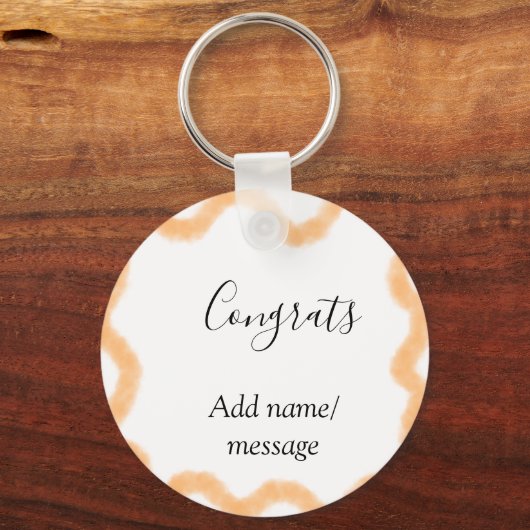 Congrats orange spiral Spanish border boho retro n キーホルダー (正面)