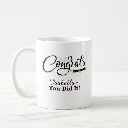 Congrats You Did It Graduate Custom Name Coffee Mu コーヒーマグカップ (左)