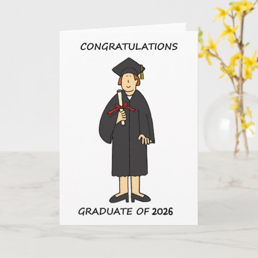 Congratulations 2026 Female Graduation Card カード (黄色い花)