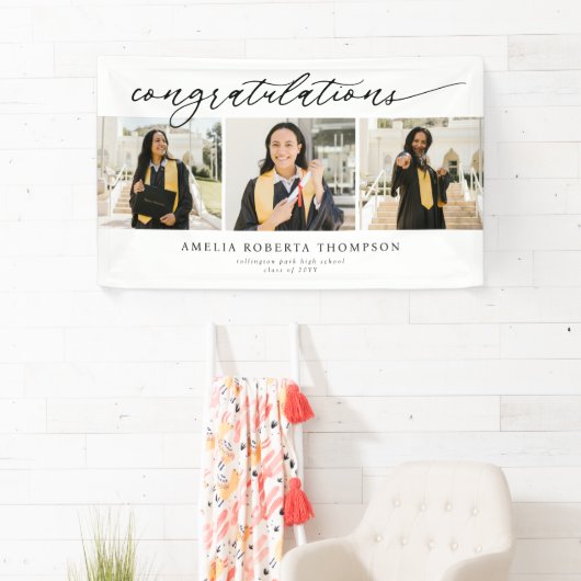 Congratulations 3 Photo Graduation 横断幕 (インサイチュ)