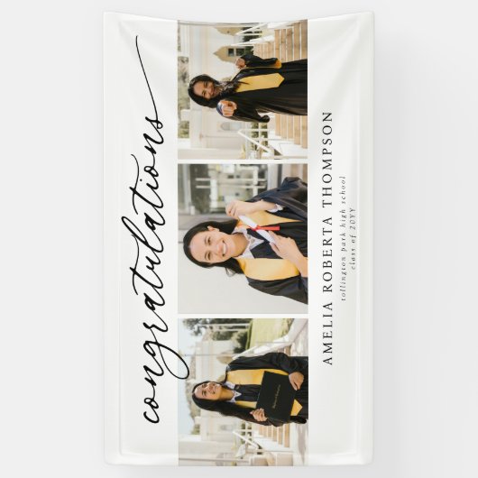 Congratulations 3 Photo Graduation 横断幕 (縦)