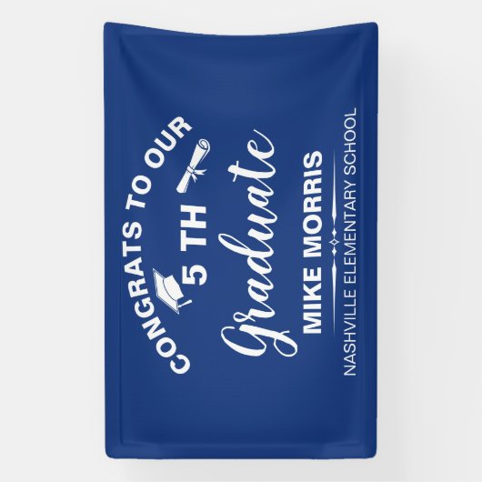 Congratulations 5th Grade Graduation Blue 横断幕 (縦)