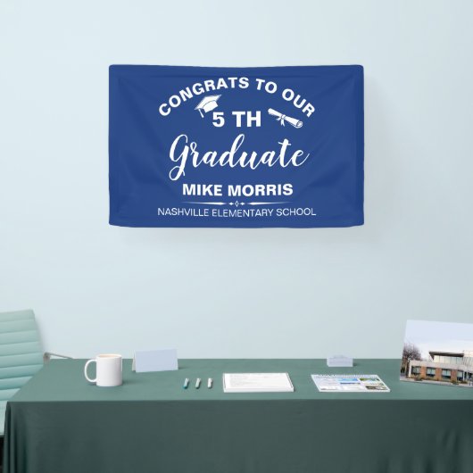 Congratulations 5th Grade Graduation Blue 横断幕 (トレードショー)