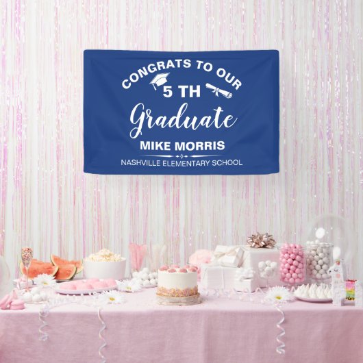 Congratulations 5th Grade Graduation Blue 横断幕 (パーティー)