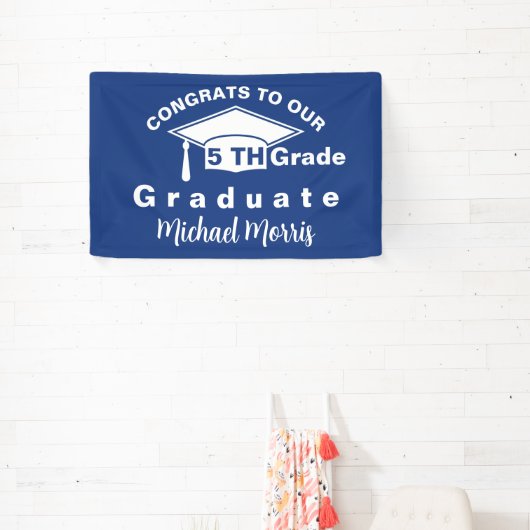 Congratulations 5th Grade Graduation Blue 横断幕 (インサイチュ)