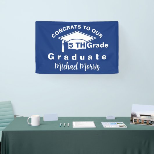 Congratulations 5th Grade Graduation Blue 横断幕 (トレードショー)