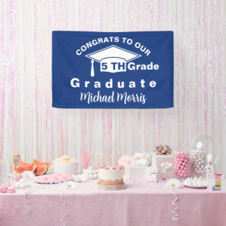 Congratulations 5th Grade Graduation Blue 横断幕