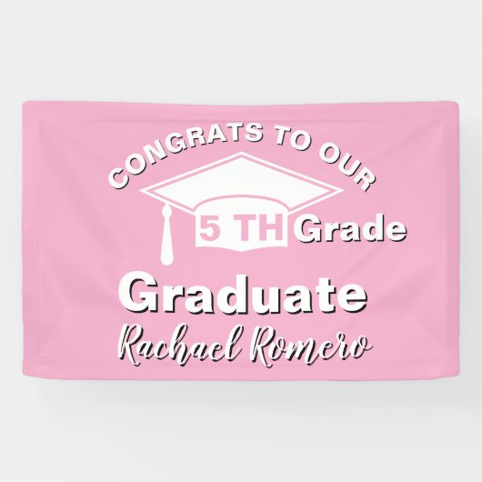 Congratulations 5th Grade Graduation Pink 横断幕 (横)